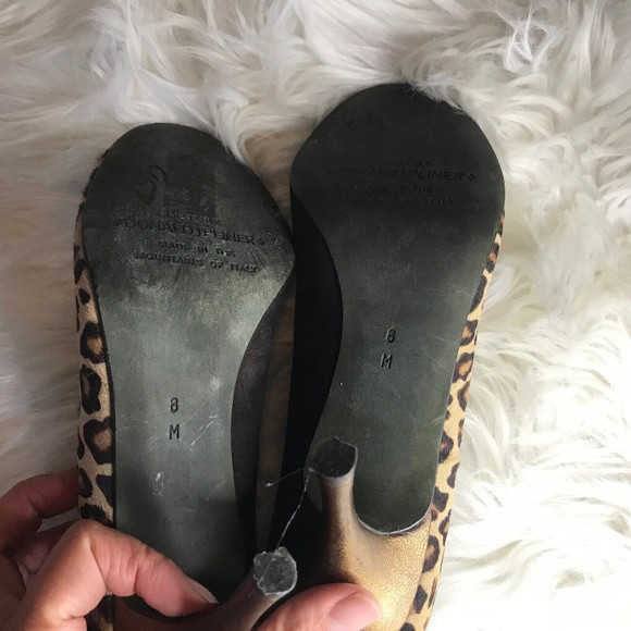 DONALD J PLINER Couture Brown Leopard Print Peep-toe Heels Pumps Shoes 8M - Picture 6 of 9